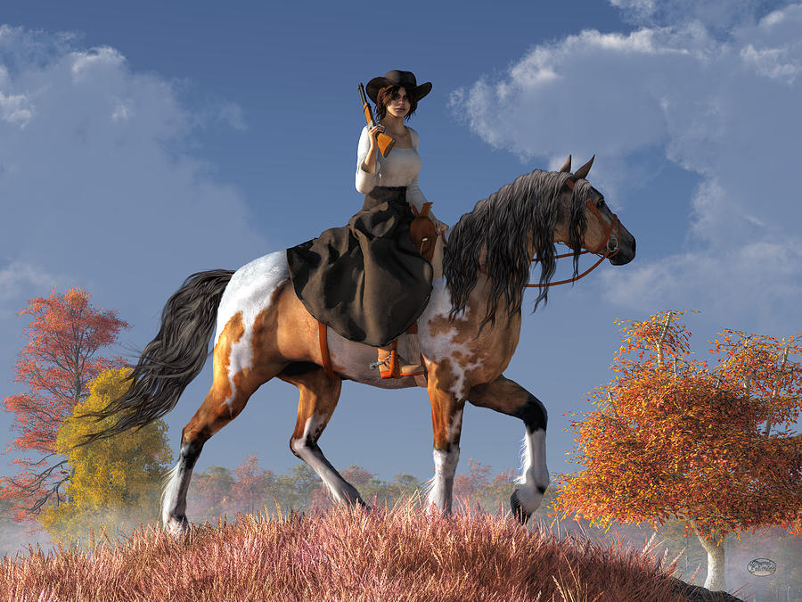 Cowgirl Digital Art by Daniel Eskridge