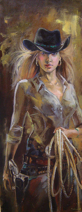 Impressionism Painting - Cowgirl by Nelya Shenklyarska