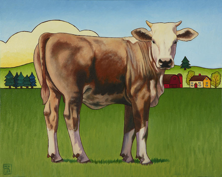 Cow Painting - Cowgirl by Stacey Neumiller