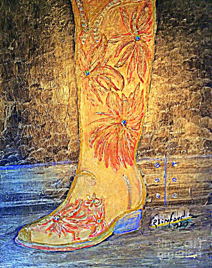 Cowgirl Western Boot Painting by Richard W Linford