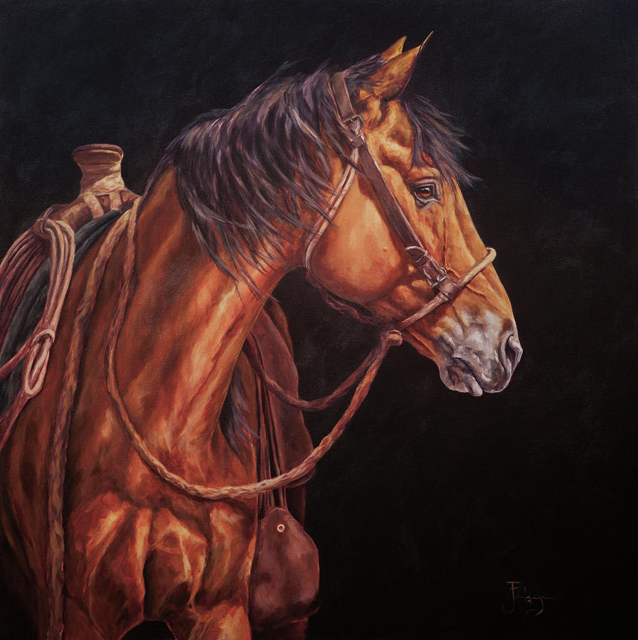 Horse Painting - Cowhorse by Joan Frimberger