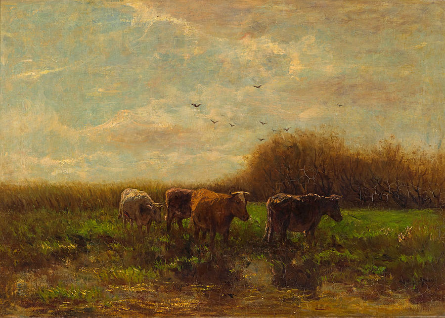 Bird Painting - Cows at evening by Willem Maris