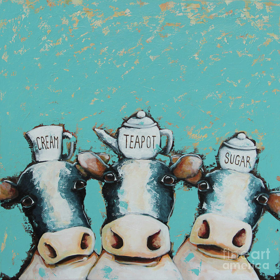 Cows for tea Painting by Lucia Stewart