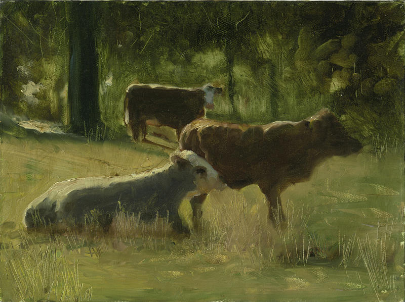 Cows In The Sun Painting by John Reynolds