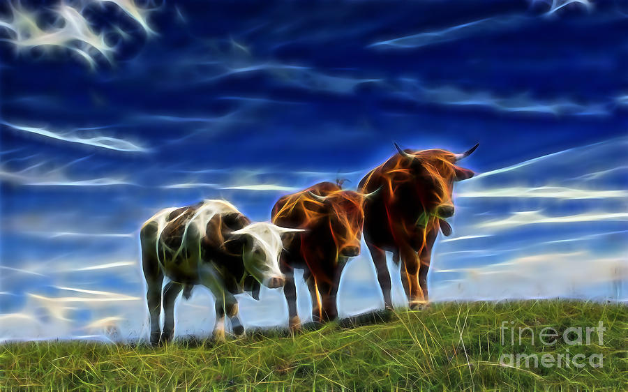 Cows Mixed Media by Marvin Blaine