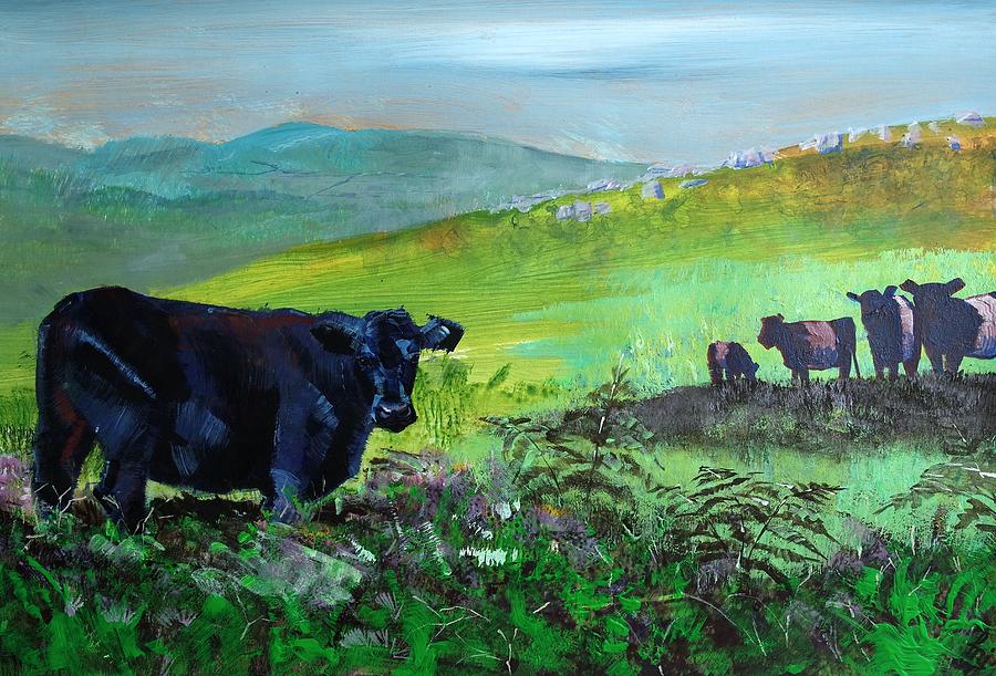 Cows On Dartmoor Painting by Mike Jory