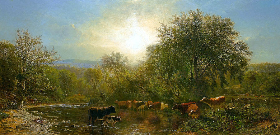 Cows Watering Painting by James McDougal Hart