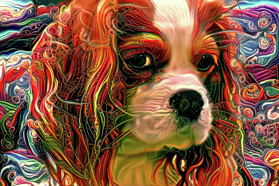 Coy Cavalier King Charles Spaniel Mixed Media by Peggy Collins
