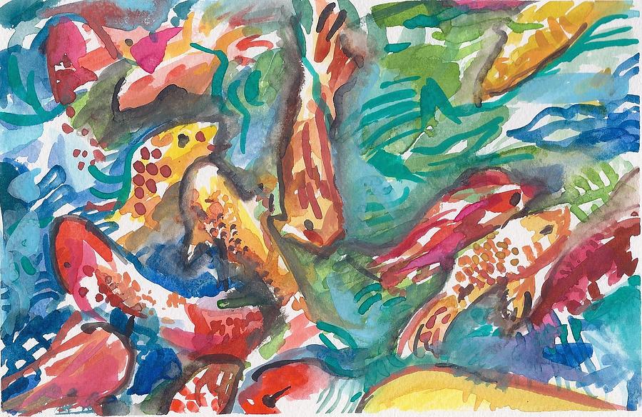 Coy Pond Fish Painting by Sarah Drum - Pixels