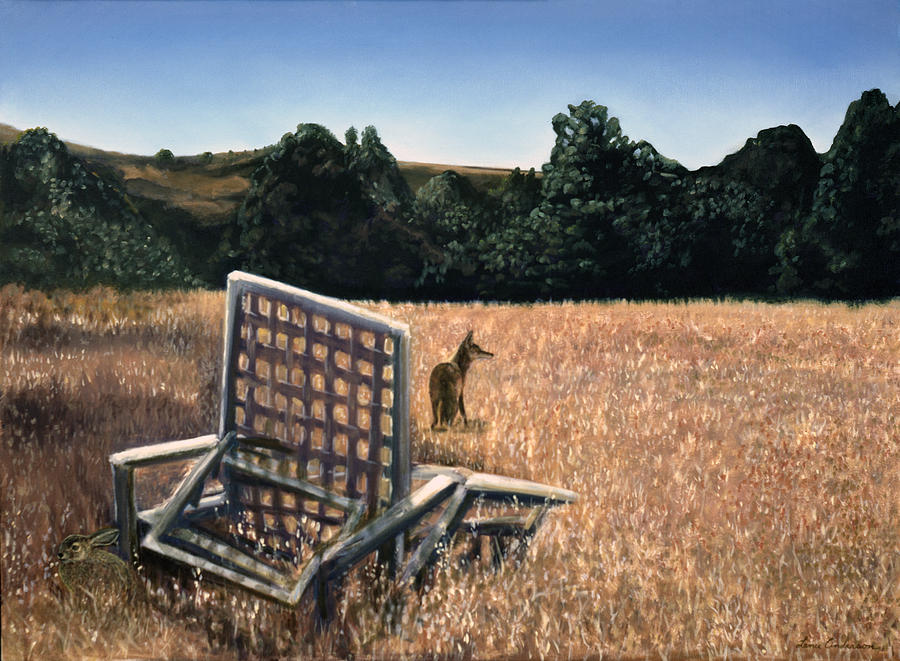 Animals Painting - Coyote And Rabbit by Lance Anderson Animals Painting - Coyote And Rabbit by Lance Anderson