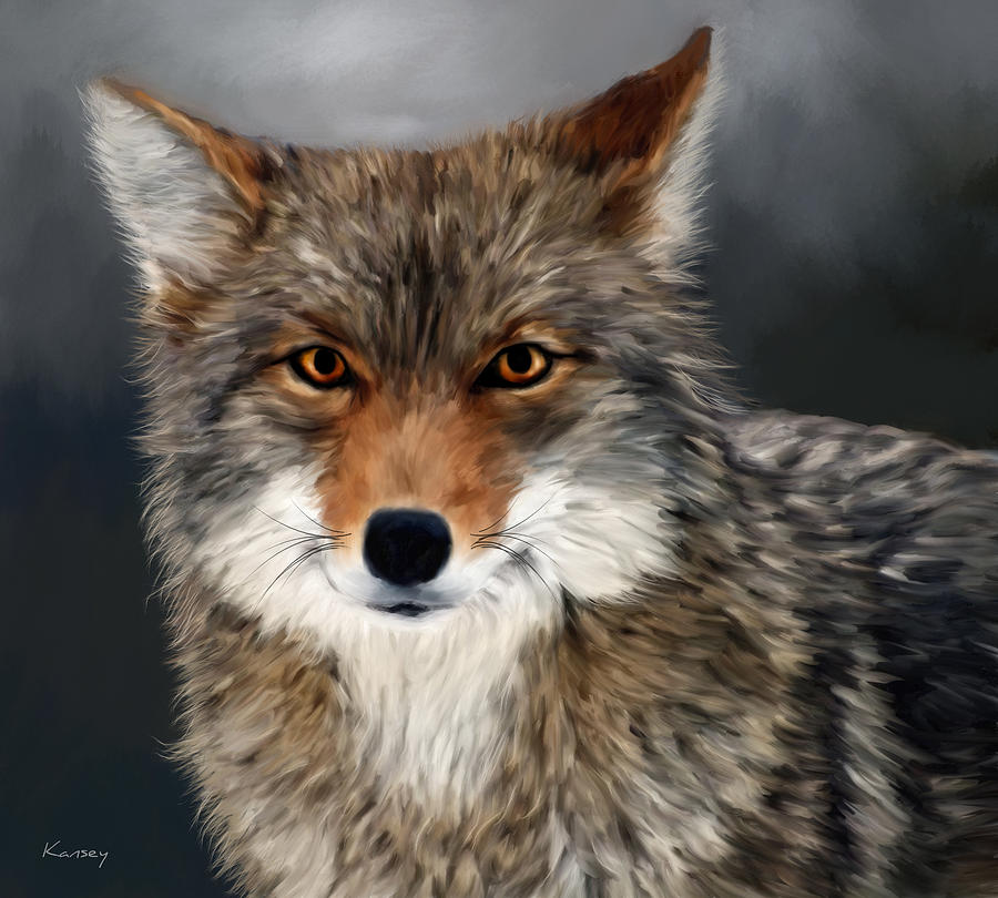 Nature Painting - Coyote by Johanne Dauphinais