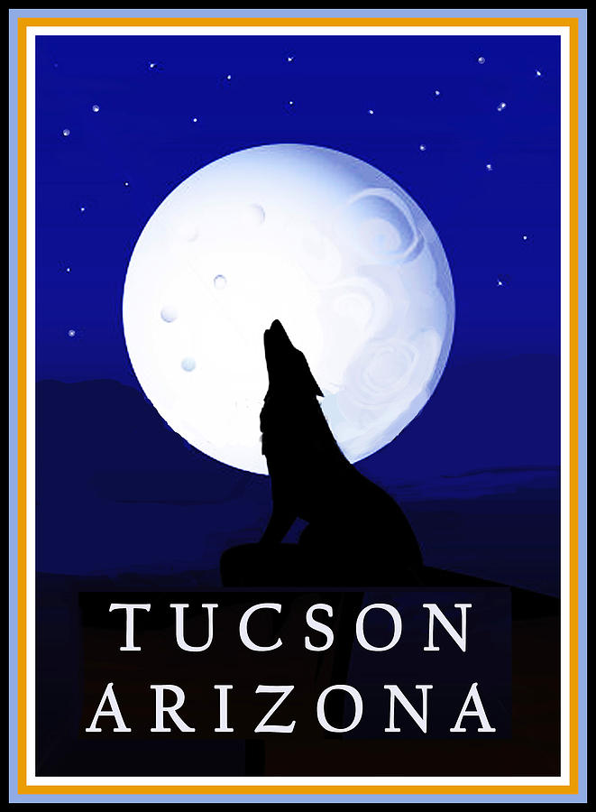 Coyote Moon - Tucson, Arizona Digital Art by Vagabond Folk Art - Virginia Vivier