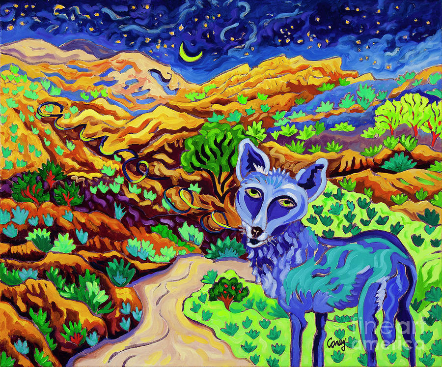 Coyote Sings His Song Painting by Cathy Carey
