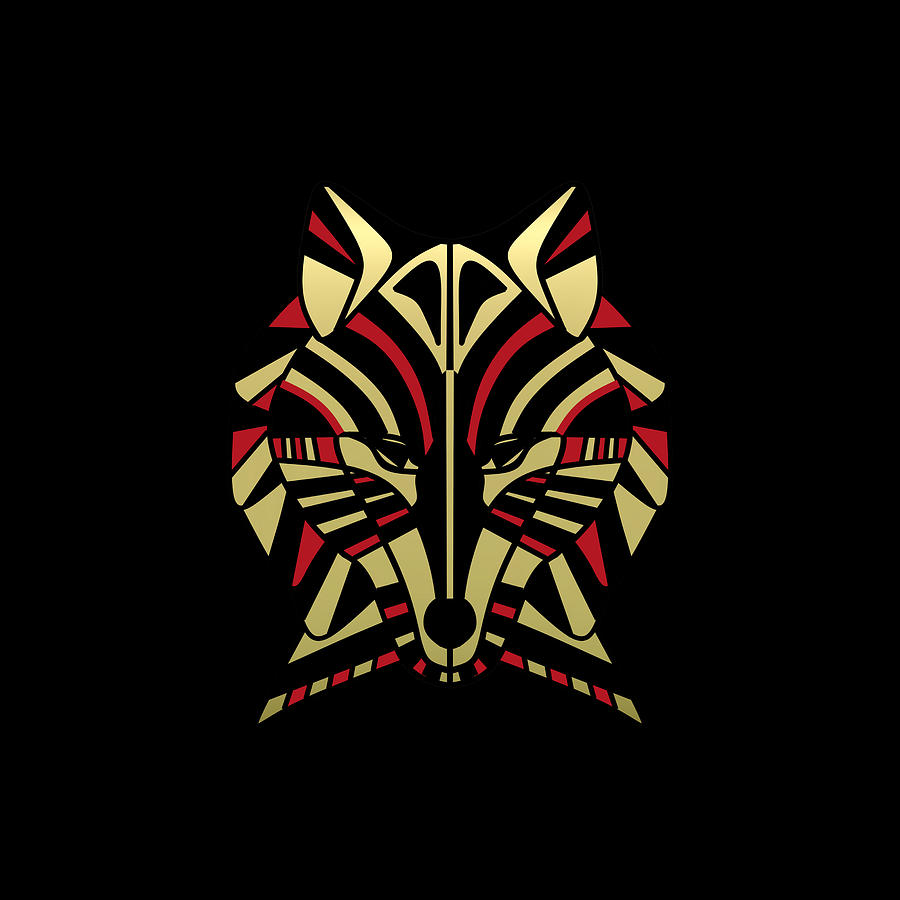 Coyote Totem Design in Gold and Black Digital Art by Patricia Keith