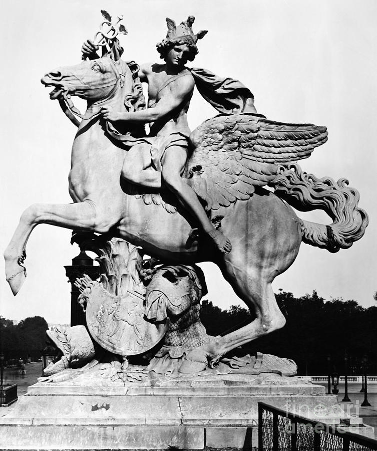Greek Photograph - Coysevox: Mercury & Pegasus by Granger