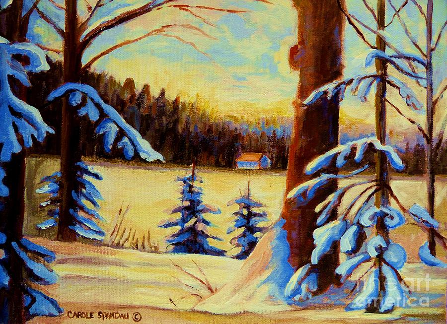 Cozy Cabin In The Woods Painting by Carole Spandau