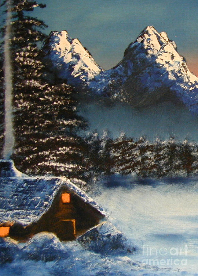 Cozy Mountain Cabin Painting by Marianne NANA Betts