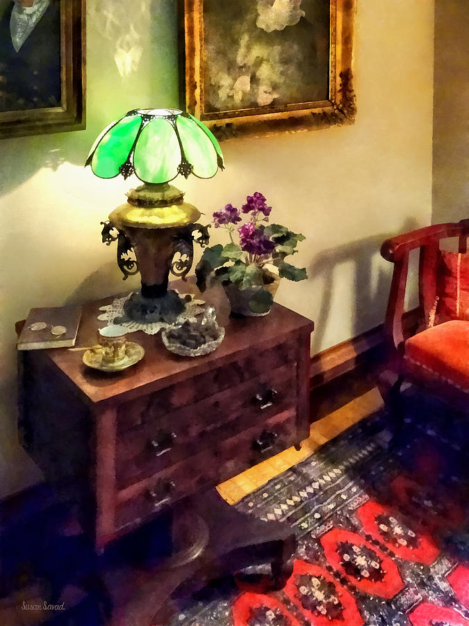 Cozy Parlor with Flower Petal Lamp Photograph by Susan Savad