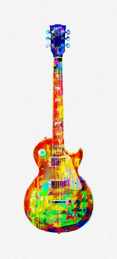 Cplorful Gibson Les Paul Mixed Media by Olga Hamilton
