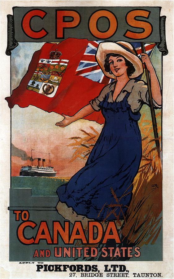 Cpos To Canada And United States - Vintage Travel Advertising Poster Painting