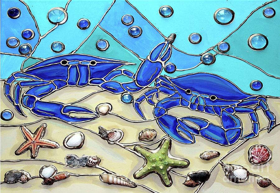 Crab Conversation Painting by Cynthia Snyder