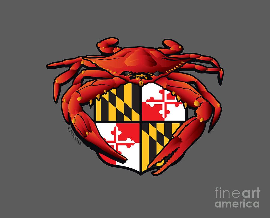 Crab Feast Maryland Flag Crest Digital Art by Joe Barsin