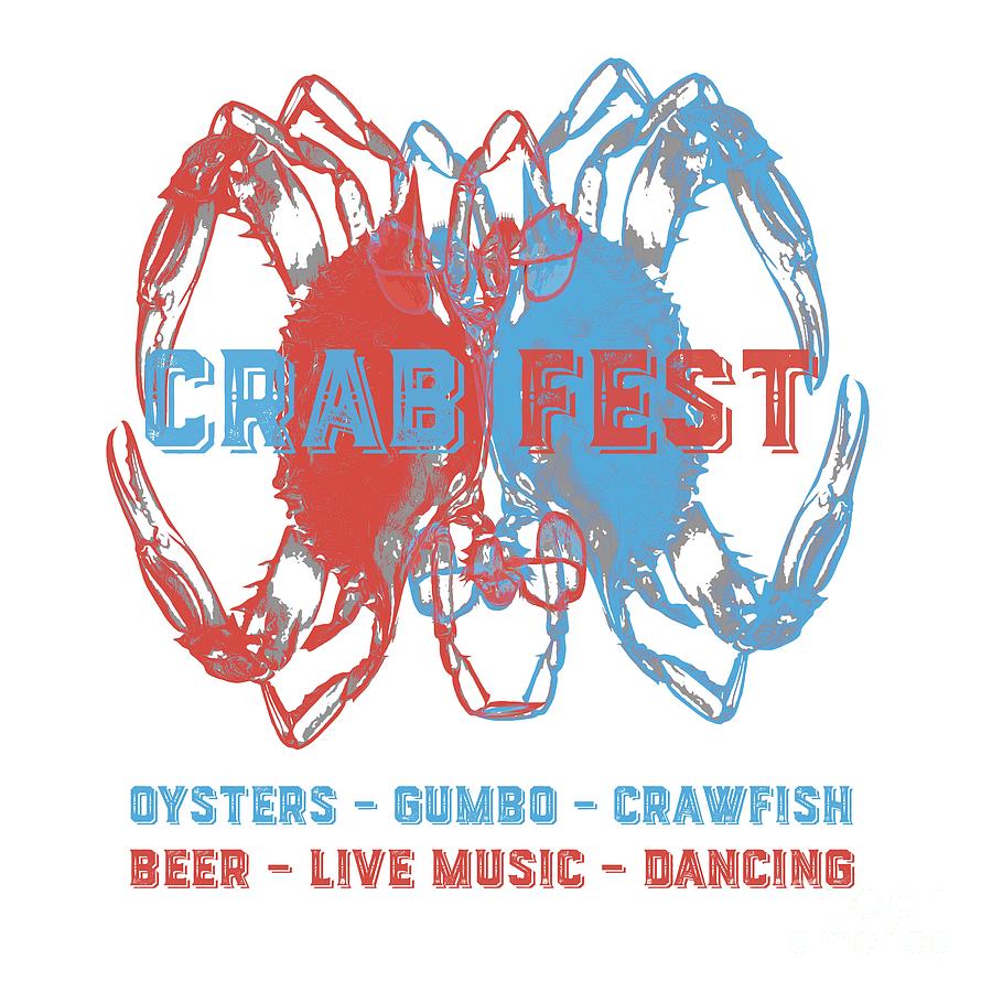 Music Digital Art - Crab Fest tee by Edward Fielding