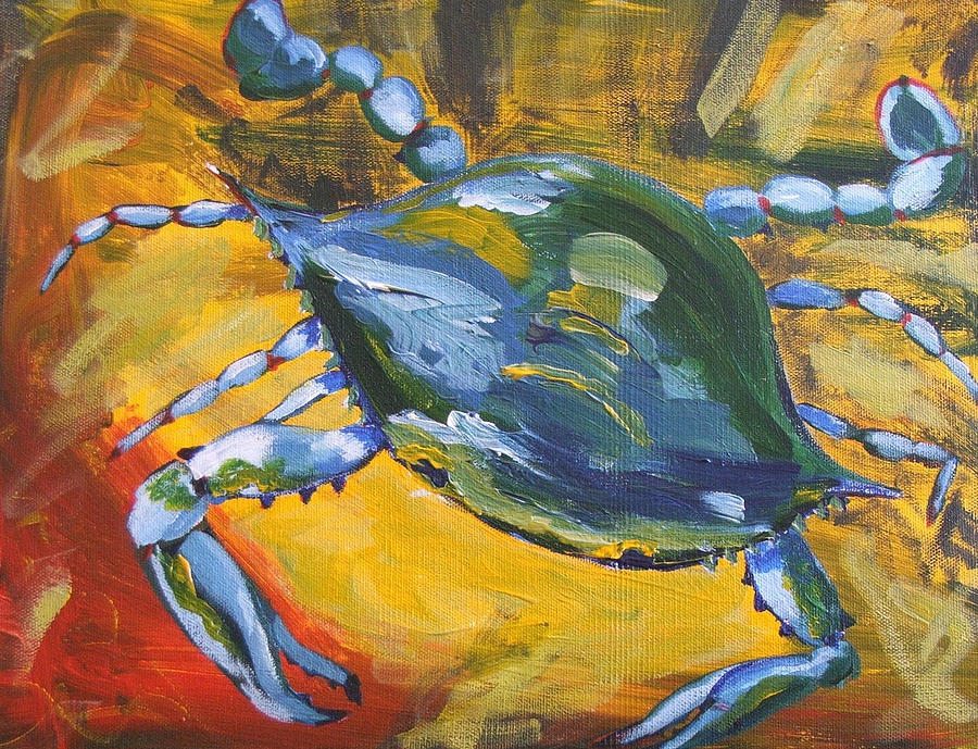 Crab on Cayenne and Mustard Painting by Candace Nalepa | Fine Art America