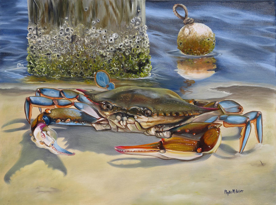 Crab On The Shoreline Painting By Phyllis Beiser