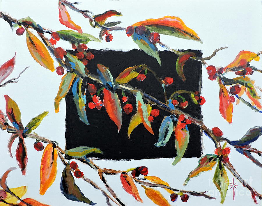 Crabapple Branches with black Painting by Jodie Marie Anne Richardson Traugott          aka jm-ART