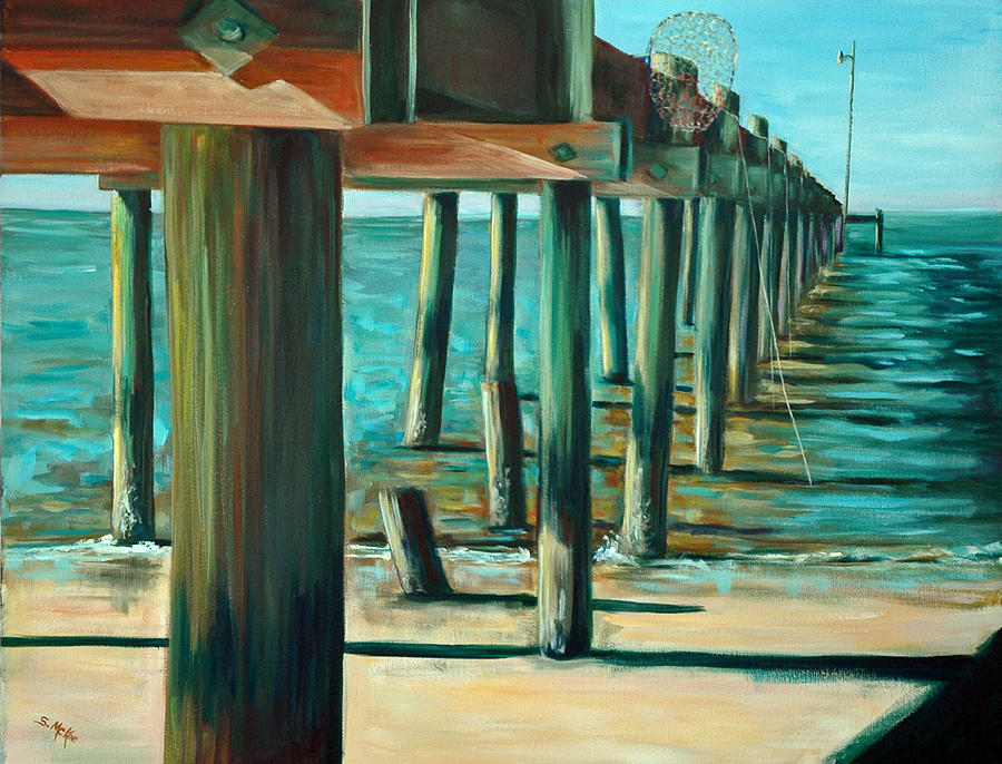 Pier Painting - Crabbing at Low Tide by Suzanne McKee
