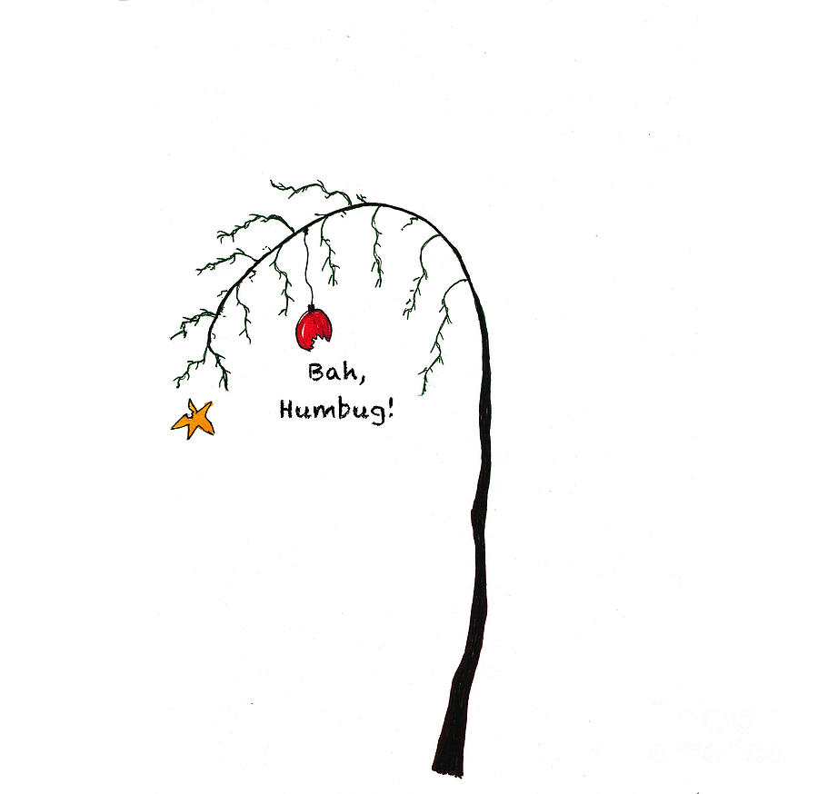 Crabby Bah Humbug Christmas Tree - Bah Humbug Painting by Conni Schaftenaar