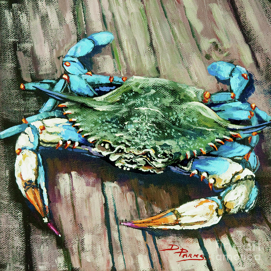 Crab Painting - Crabby Blue by Dianne Parks