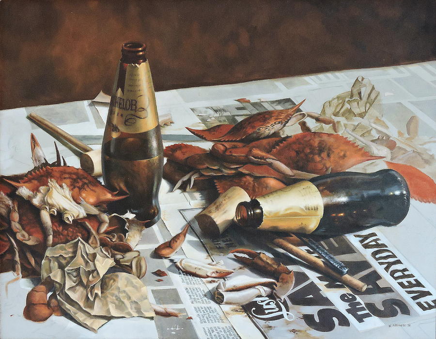 Crabs and Beer Painting by William Albanese Sr