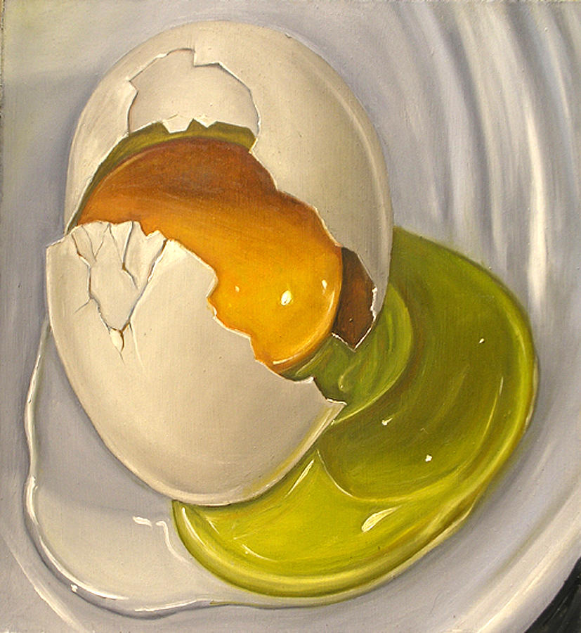 Still Life Painting - Cracked Egg by Vic Vicini
