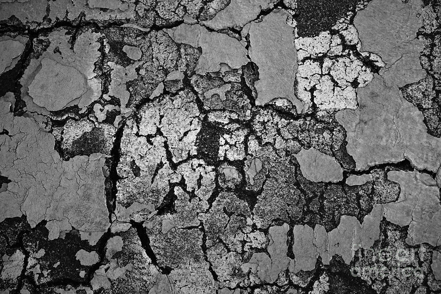 Abstract Photograph - Cracked Paint Abstract BW by David Gordon