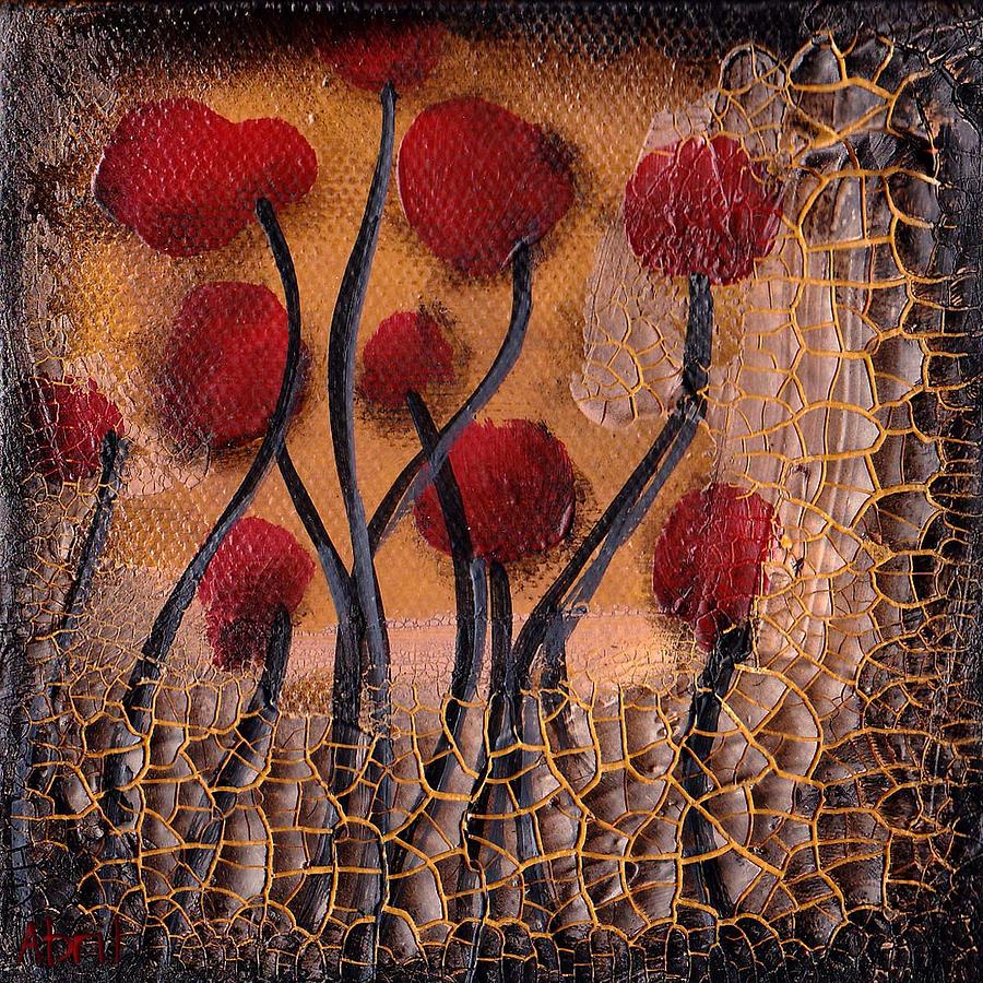 Abstract Flowers Painting - Cracking Poppies by Abril Andrade