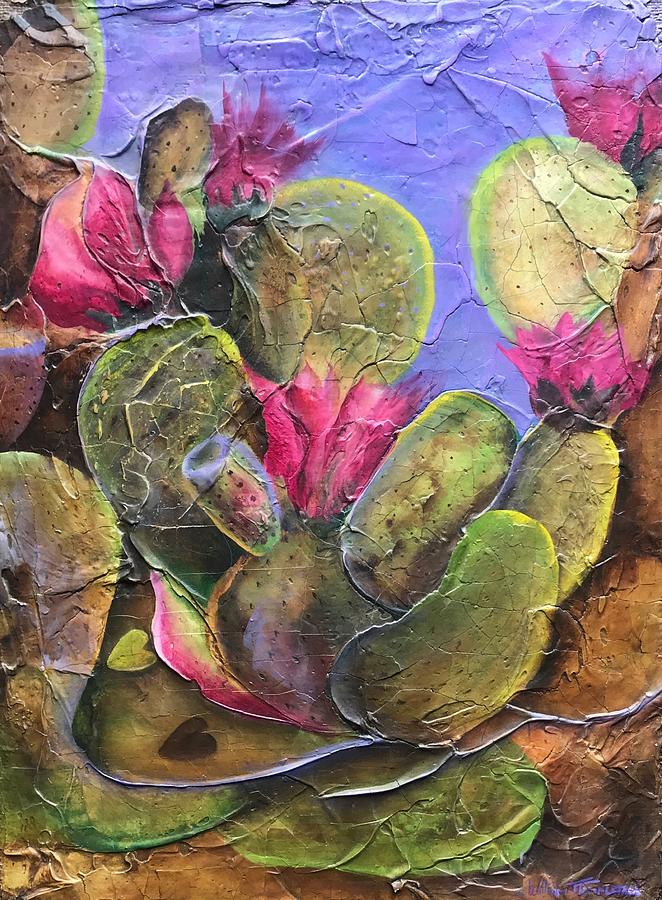 Crackled Cactus Painting by William T Templeton