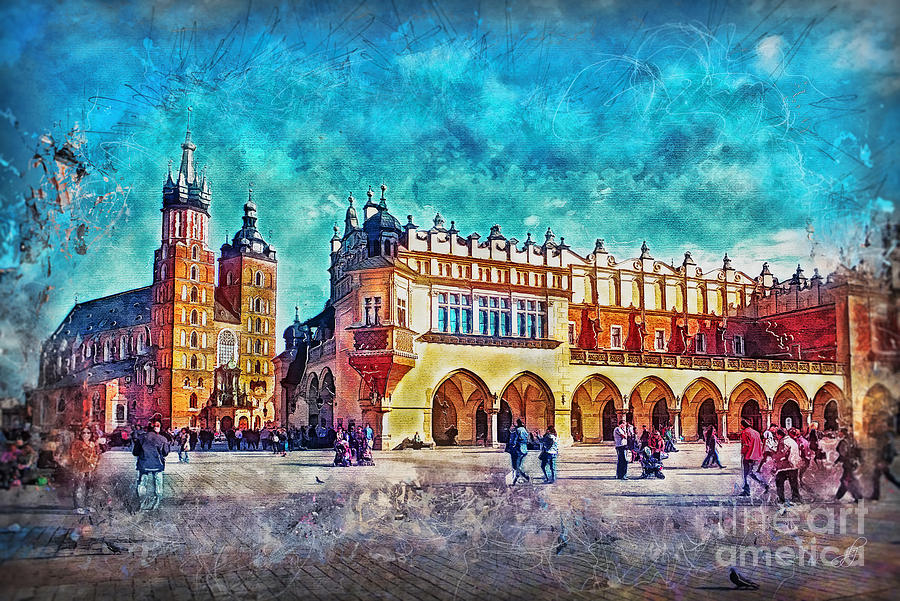 Cracow Painting - Cracow Main Square by Justyna Jaszke JBJart