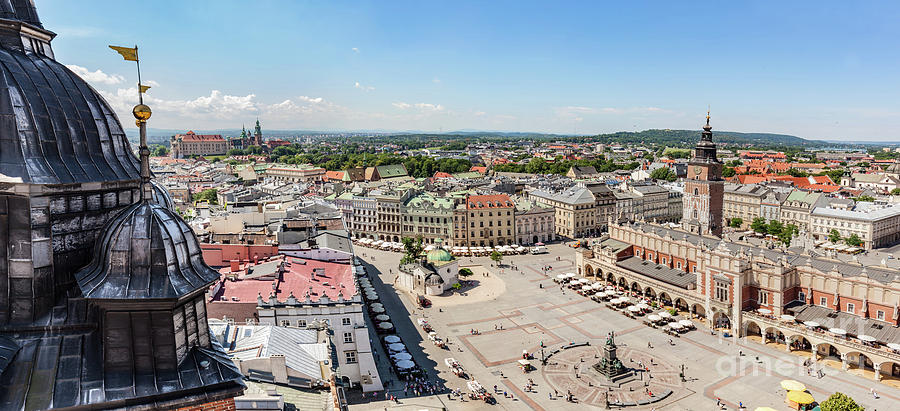 Cracow, Poland panorama. Old town market square and Cloth Hall Photograph by Michal Bednarek