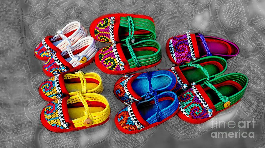 Crafted Childrens Shoes Of Northwest Thailand Digital Art