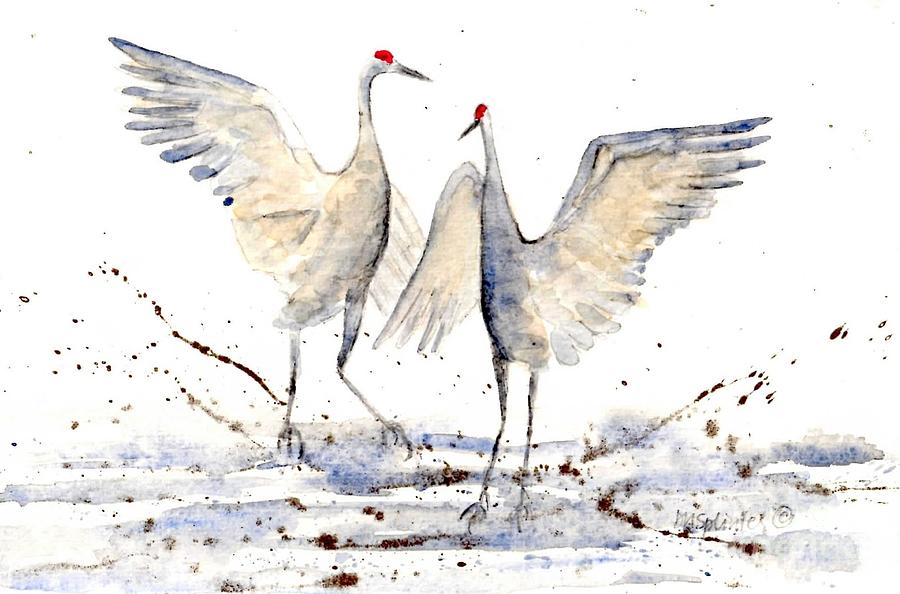 Crane Painting - Crane Dance by Diane Splinter
