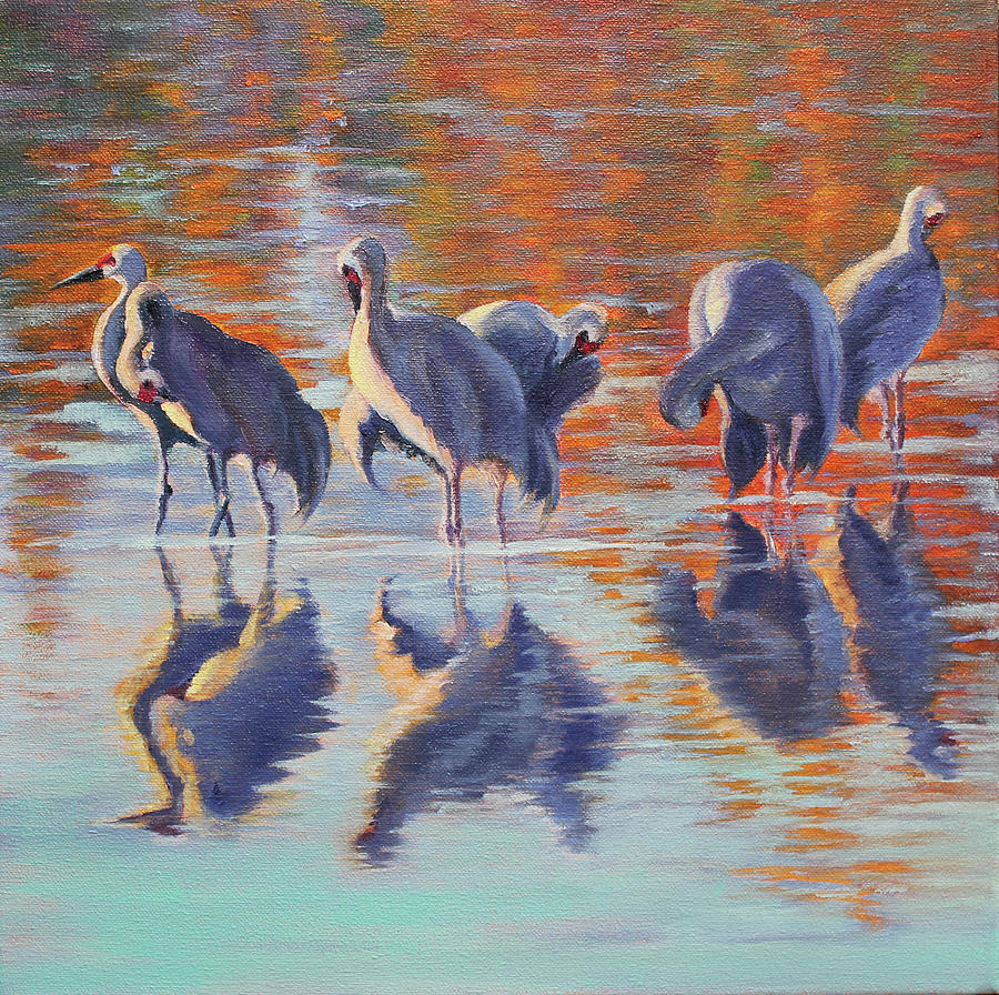 Crane Preen Painting by Katy Widger