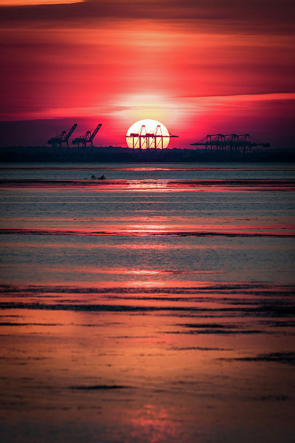 Sunset Photograph - Crane Silhouette Sunset by John Bradley Leonard