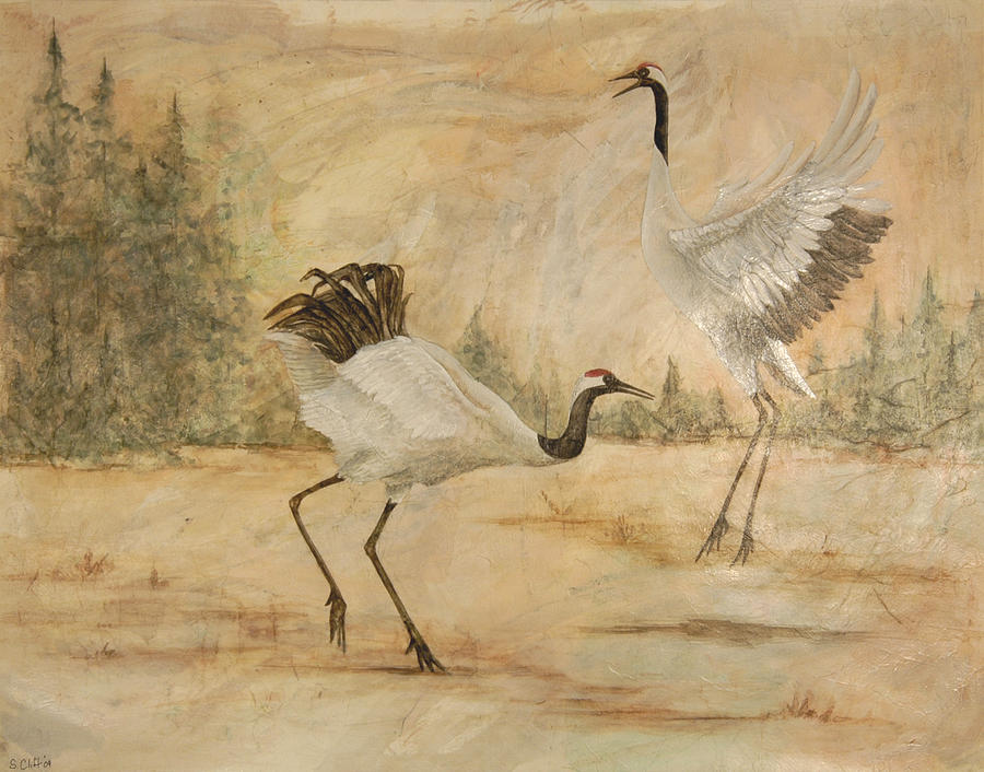 Cranes 2 Painting by Sandy Clift