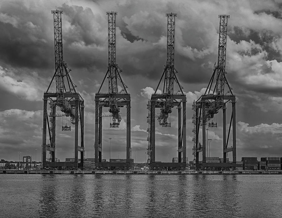 Cranes at Elizabethport Photograph by Steven Richman
