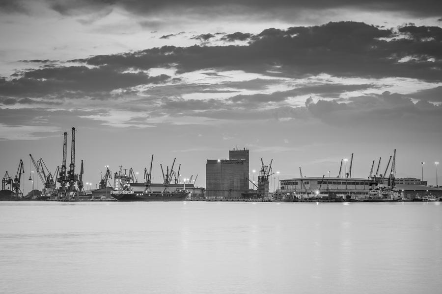 Crane Photograph - Cranes at the port of Thessaloniki by Ioannis Vasilakakis