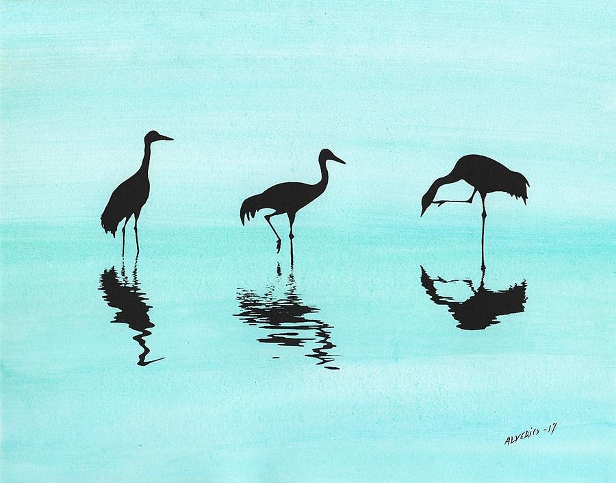 Cranes Painting by Edwin Alverio
