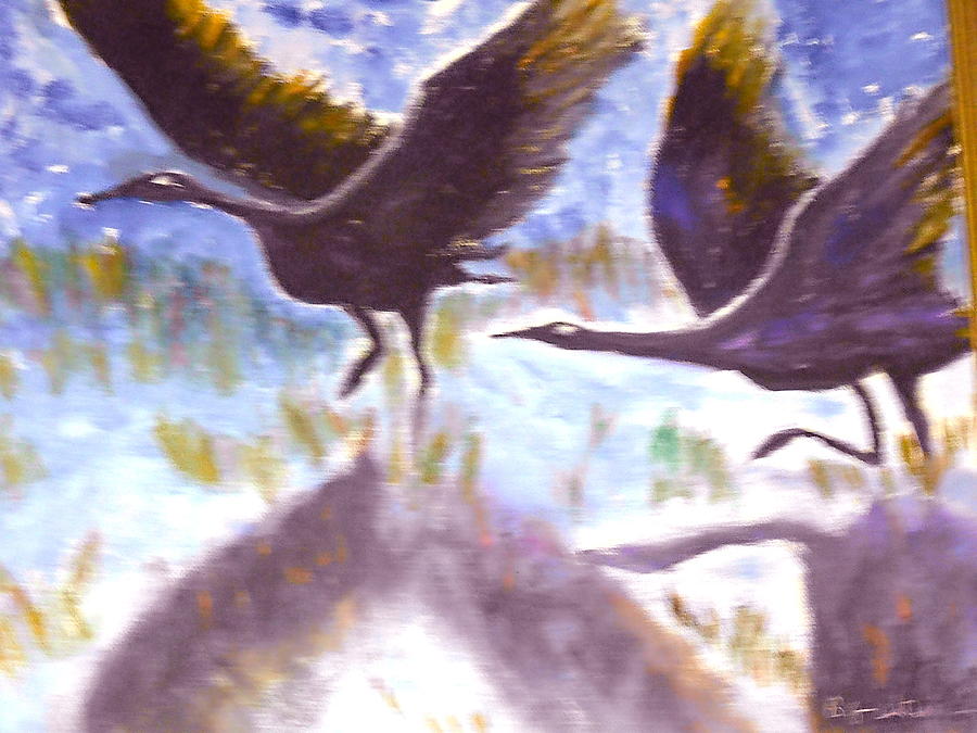 Representational Painting - Cranes N Flight by BJ Abrams Representational Painting - Cranes N Flight by BJ Abrams