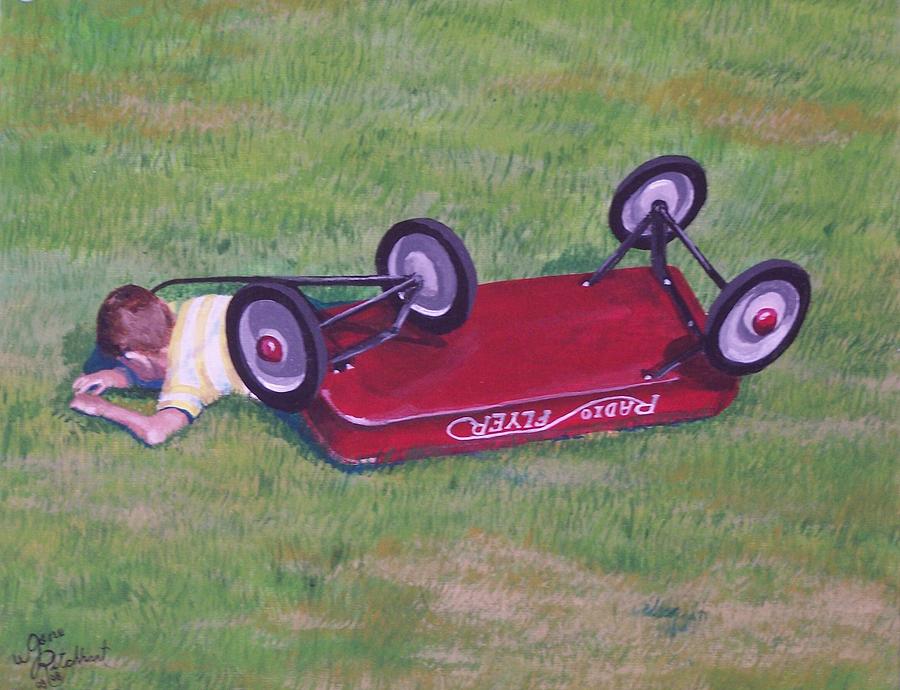 Crash of the Radio Flyer Painting by Gene Ritchhart